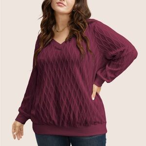 BloomChic Rib knit elastic sleeve sweatshirt.